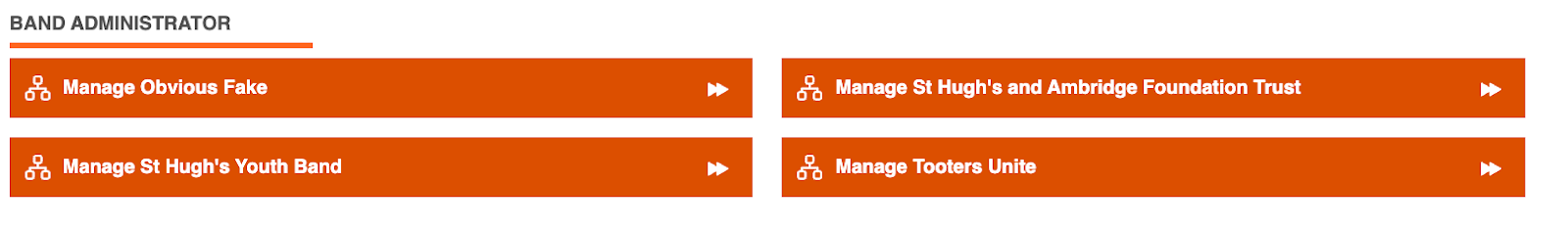 Band administrator dashboard