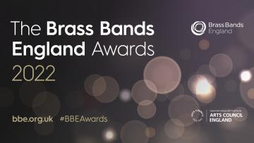 The Brass Bands England Awards 2022 text is written on a grey background with twinkling lights