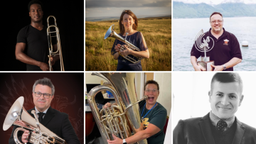 The six tutors for UniBrass Band Camp 2023