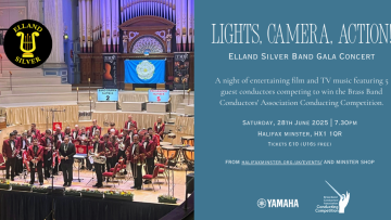 Photo of Elland Silver Band and advert for concert