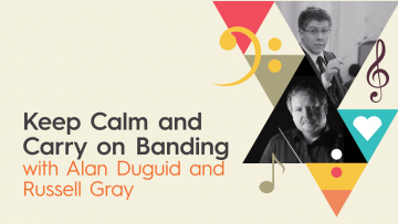 Keep Calm and Carry on Banding advert with photos of Alan Duguid and Russell Gray