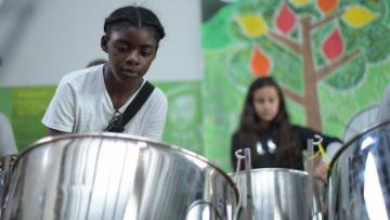 Picture of children playing steel drums