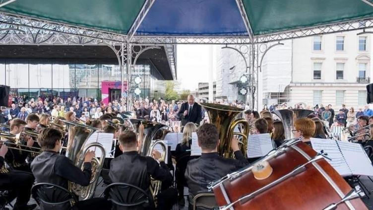 The outdoor stage at the European Brass Band Festival