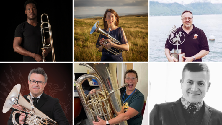 The six tutors for UniBrass Band Camp 2023