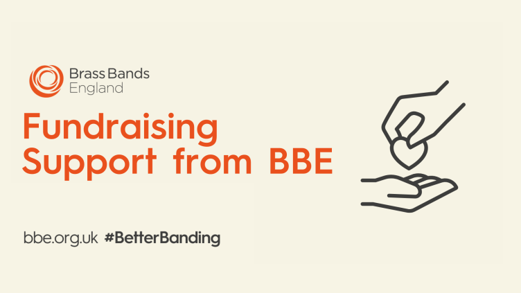 Graphic reads "fundraising support from BBE" next to illustration of a hand placing a coin into another hand