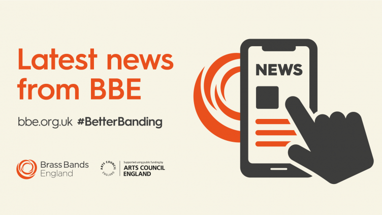 Graphic of hand scrolling on a phone with text "latest news from BBE"