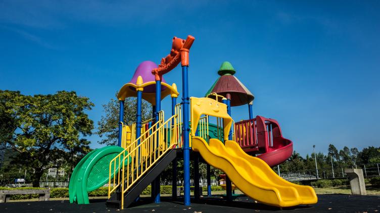 A children's playground in the sun